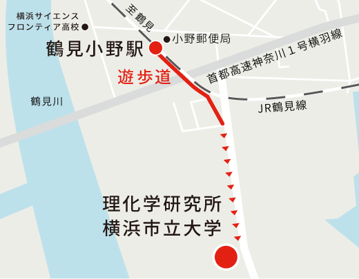 鶴見小野駅からの経路 徒歩15分